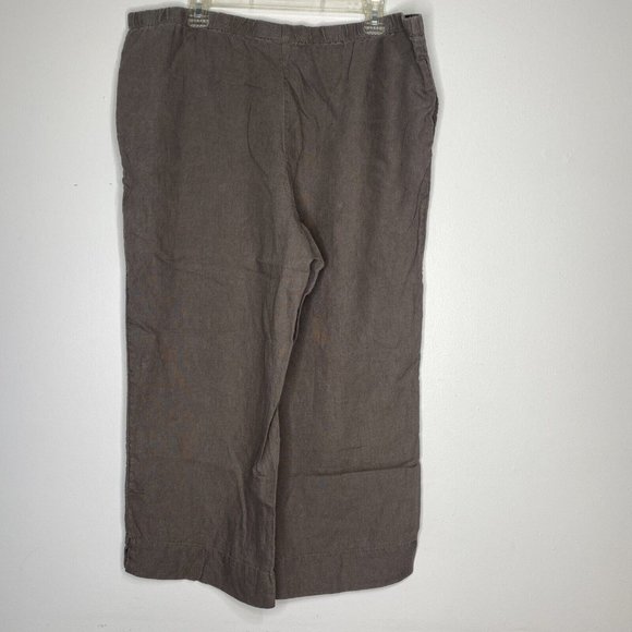 J Jill Linen Pants Sz L Tan Elastic Waist Lagen Look Wide Leg Loose Fit - Picture 5 of 7